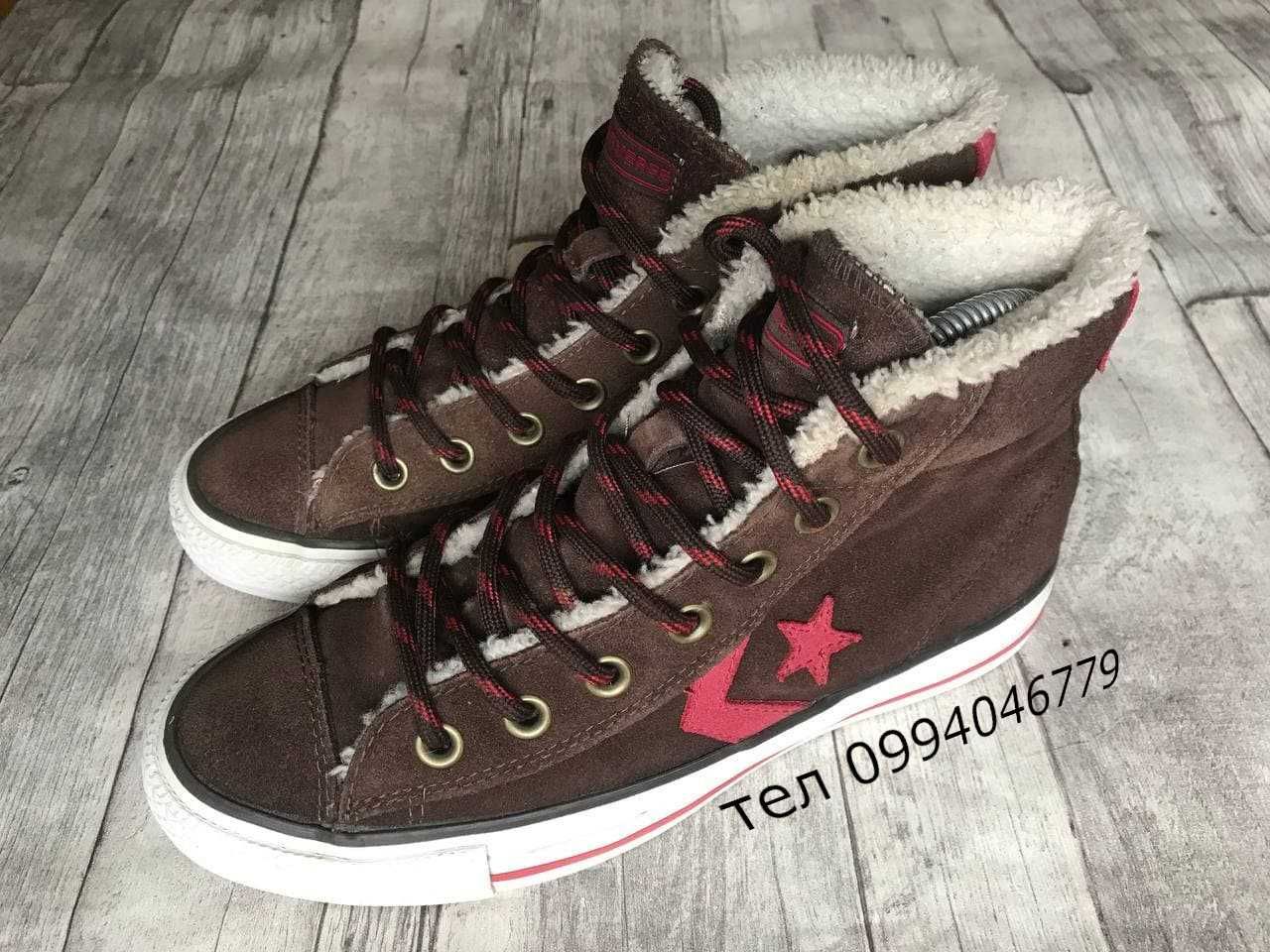 37p\23.5см Зимние утепленные мехом кеды ботинки converse all star