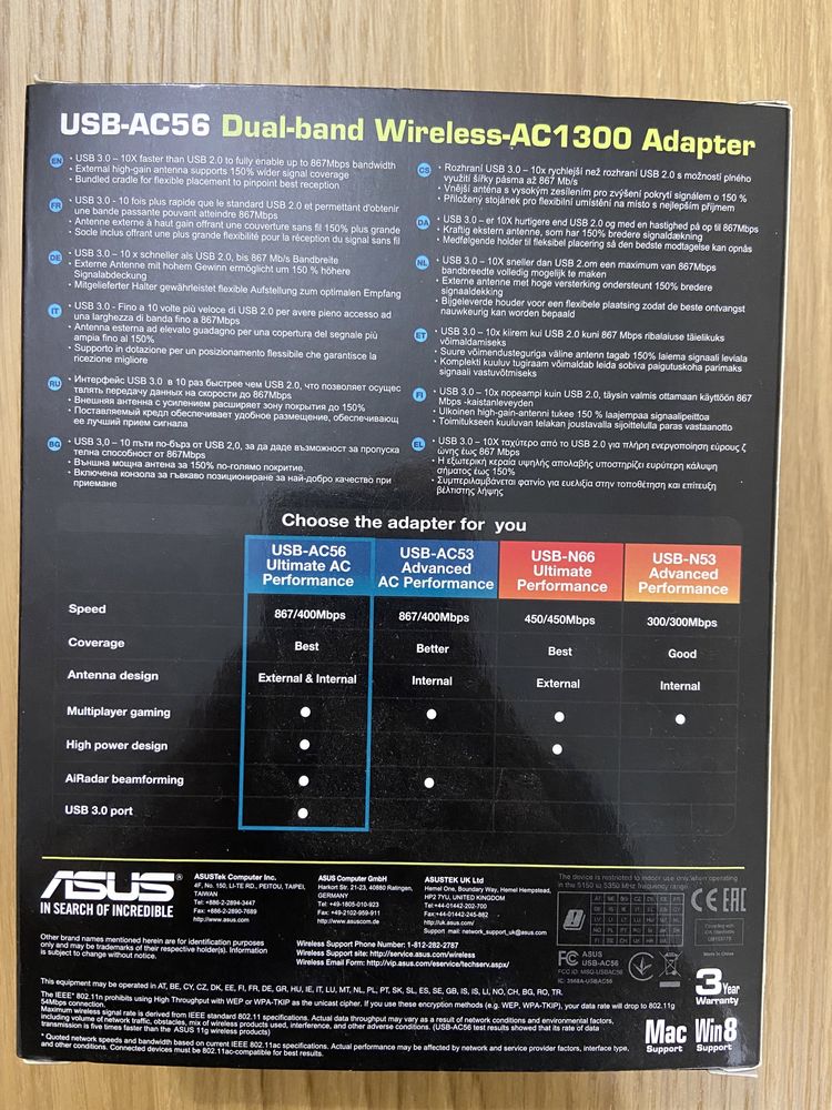 Pen wireless ASUS Wireless-AC D.Band 1300Mbit – USB-AC56