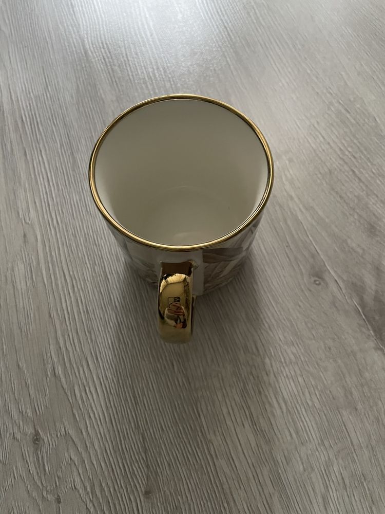 Kubek boho floral złocenia nowy
