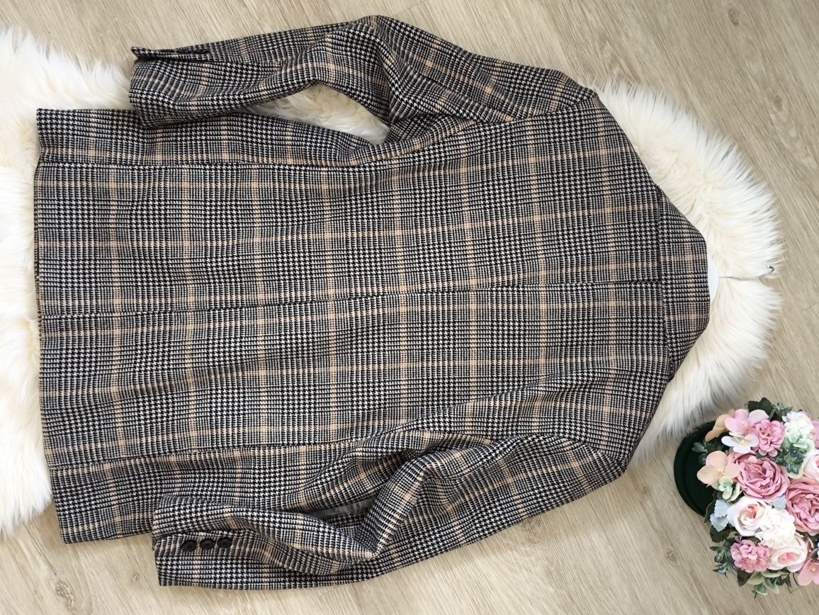 Bershka nowa pudełkowa  marynarka oversize krata kratka M