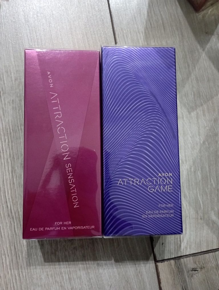Perfumy Avon Attraction Sensation i Game nowe, 2 x 50ml