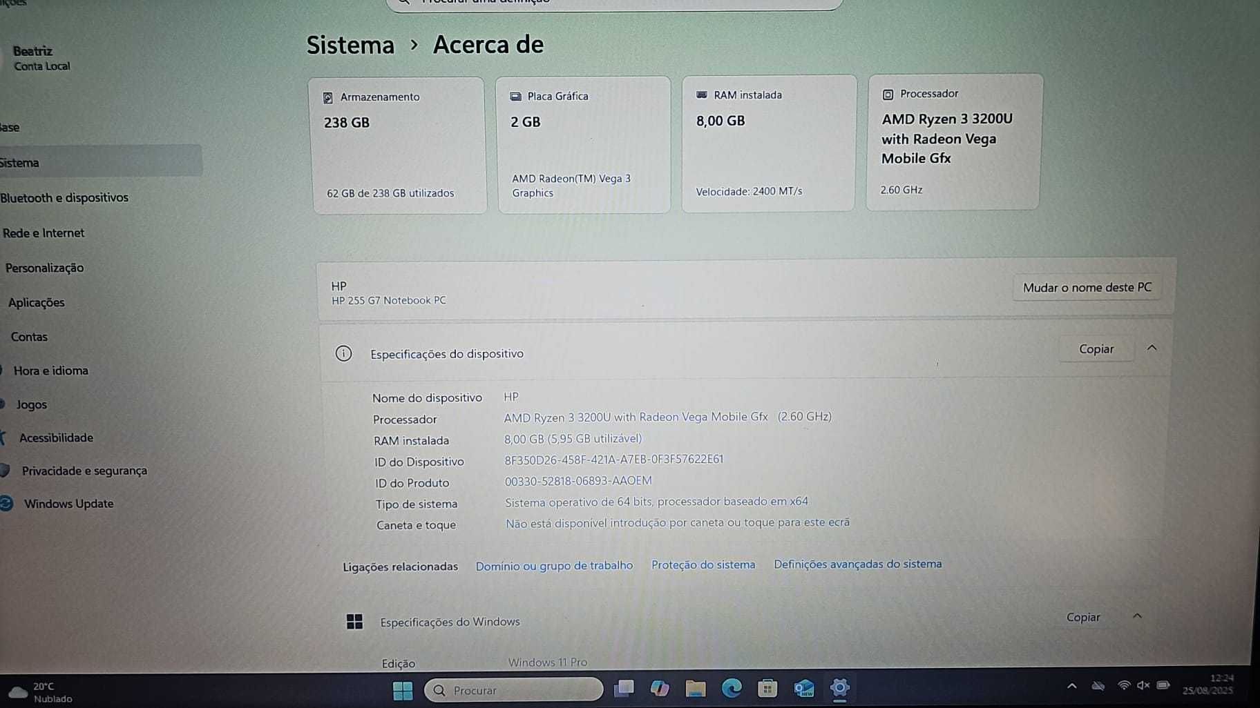 Portatil HP 255 G7