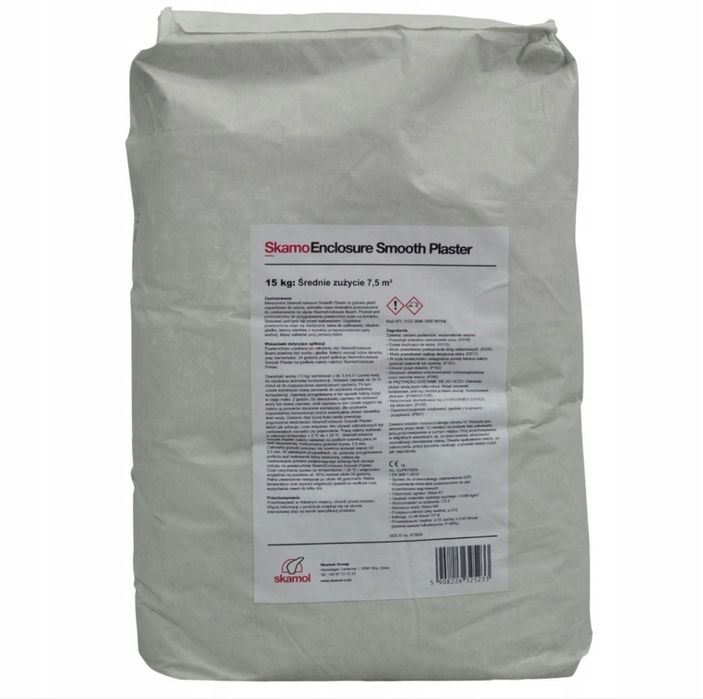 Skamol smooth plaster. Tynk do kominka worek 15kg +3kg