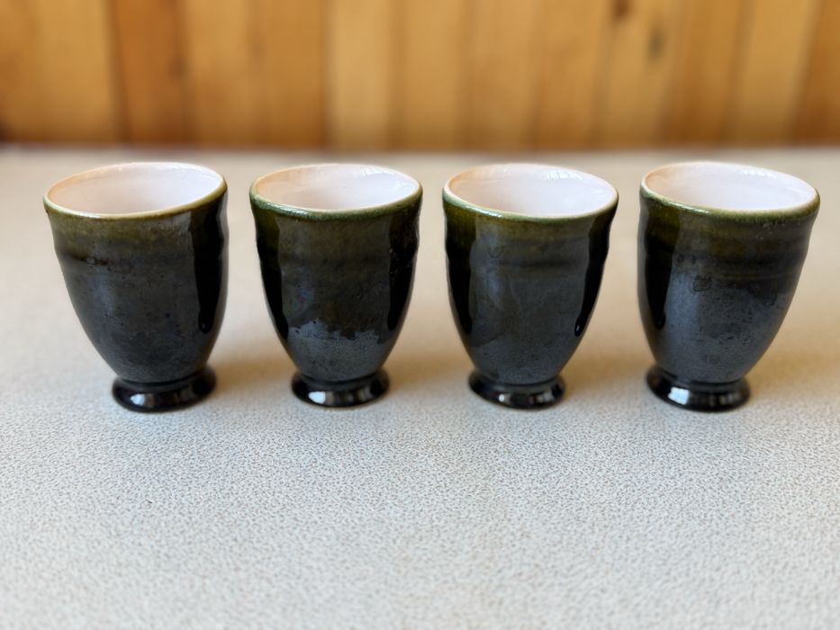 Вінтажні стопки чарки рюмки  Васильківська майоліка, обливна кераміка