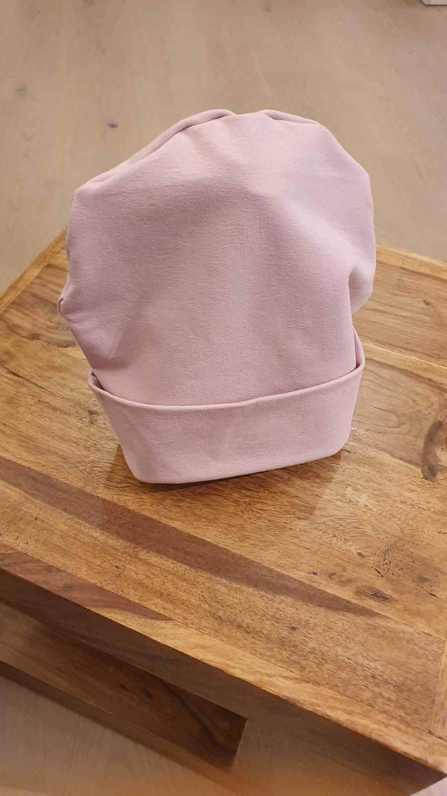 Czapka beanie - podwójna (brudny róż) - Obwód głowy: 54-60cm