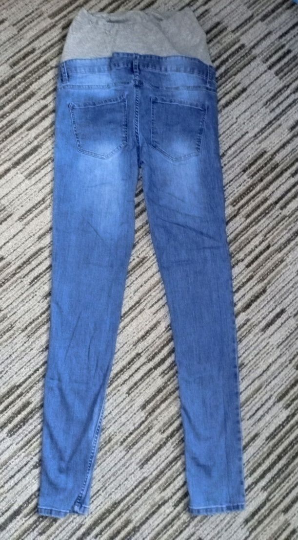 Spodnie ciążowe jeans rurki skinny fit niebieskie przecierane