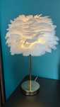 Lampa lampka stołowa białe pióra elegancka styl glamour