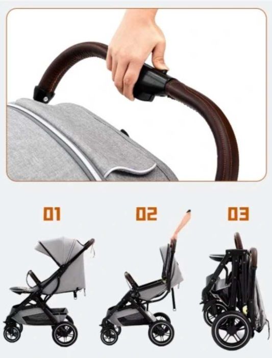 Wózek spacerowy lekki, składany, amortyzacja + dodatki