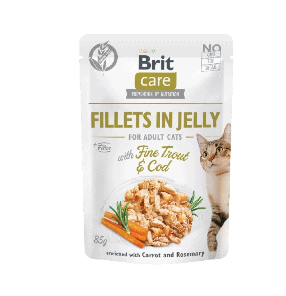 Brit Care Cat filet z kurczaka z rybą w galarecie 10x85g