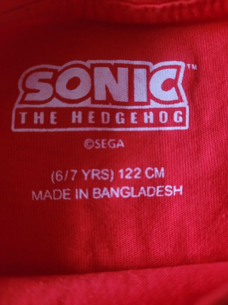 Koszulka 122 bluzka z długim rękawem Sonic czerwona T-shirt