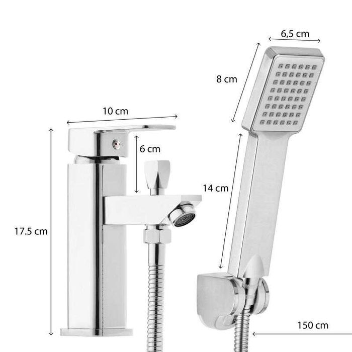 Bateria wannowa prysznicowa stojąca kran mosiądz chrom