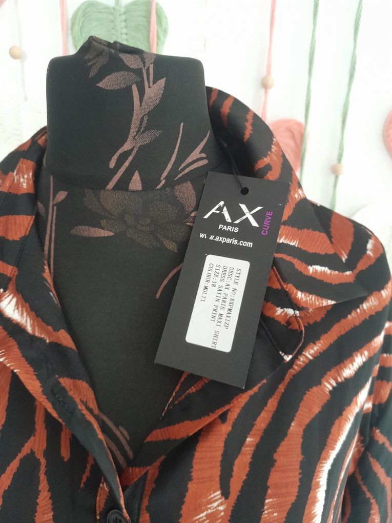 Sukienka maxi długa koszulowa zebra 46 3XL święta