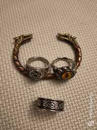 Zestaw biżuteria męska viking pagan stal chirurgiczna mosiądz