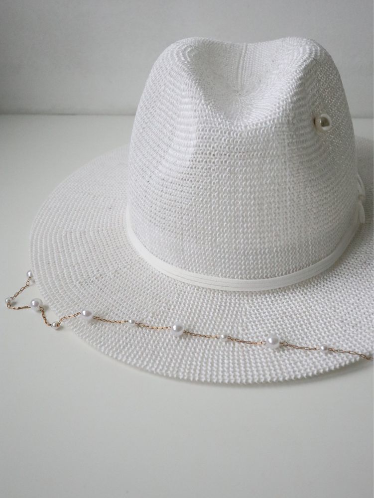 Шляпа капелюх білий федора