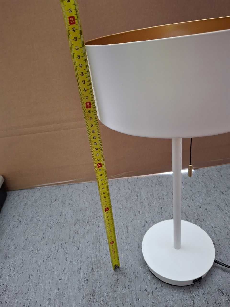 Lampa stołowa, biurowa, nocna, z USB. Biało-złota, stan idealny.