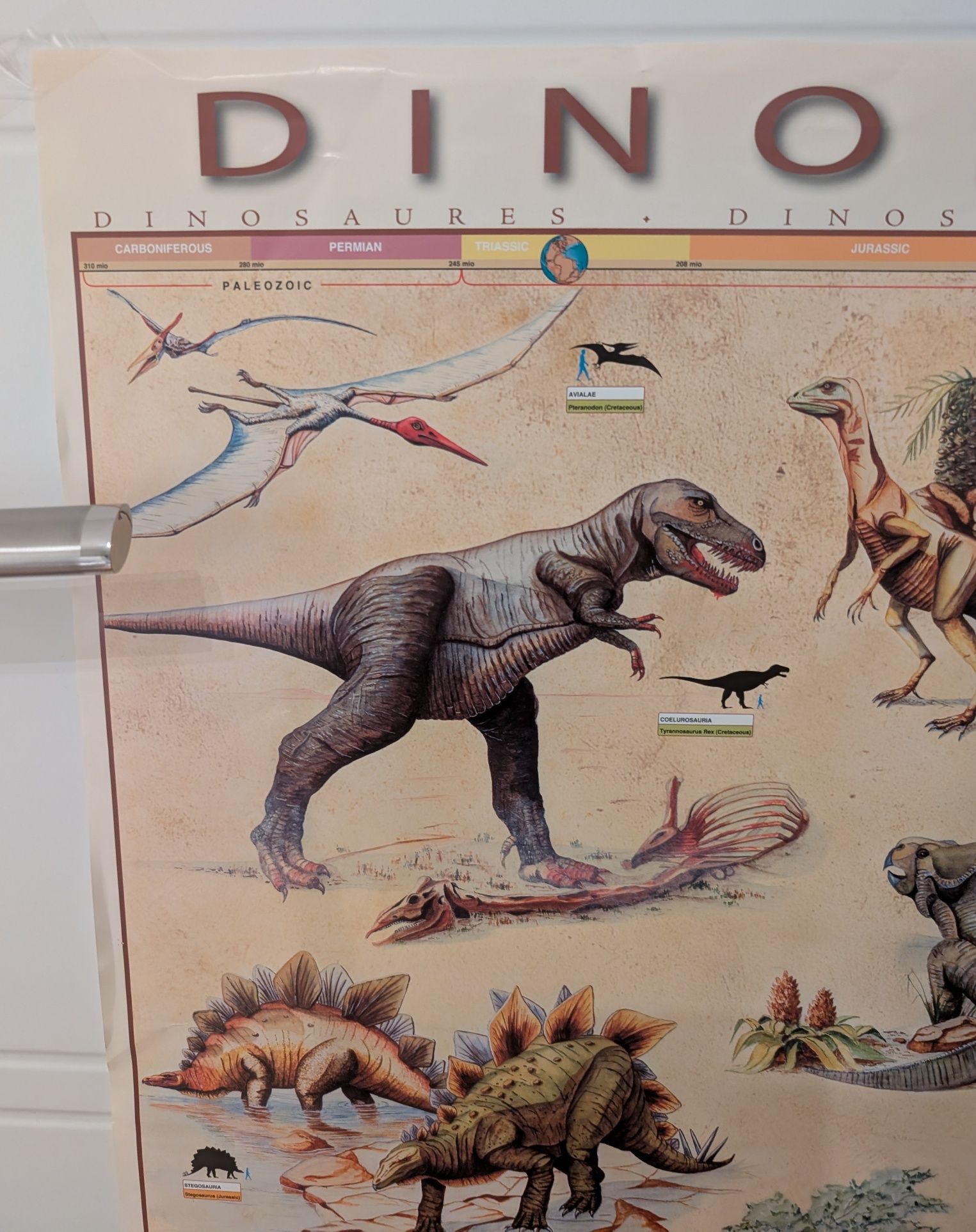 Plakat dinozaury dziecięcy do pokoju dziecięcego duży ponad A1