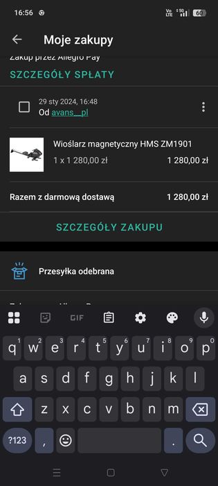 Wioślarz magnetyczny HMS ZM1901