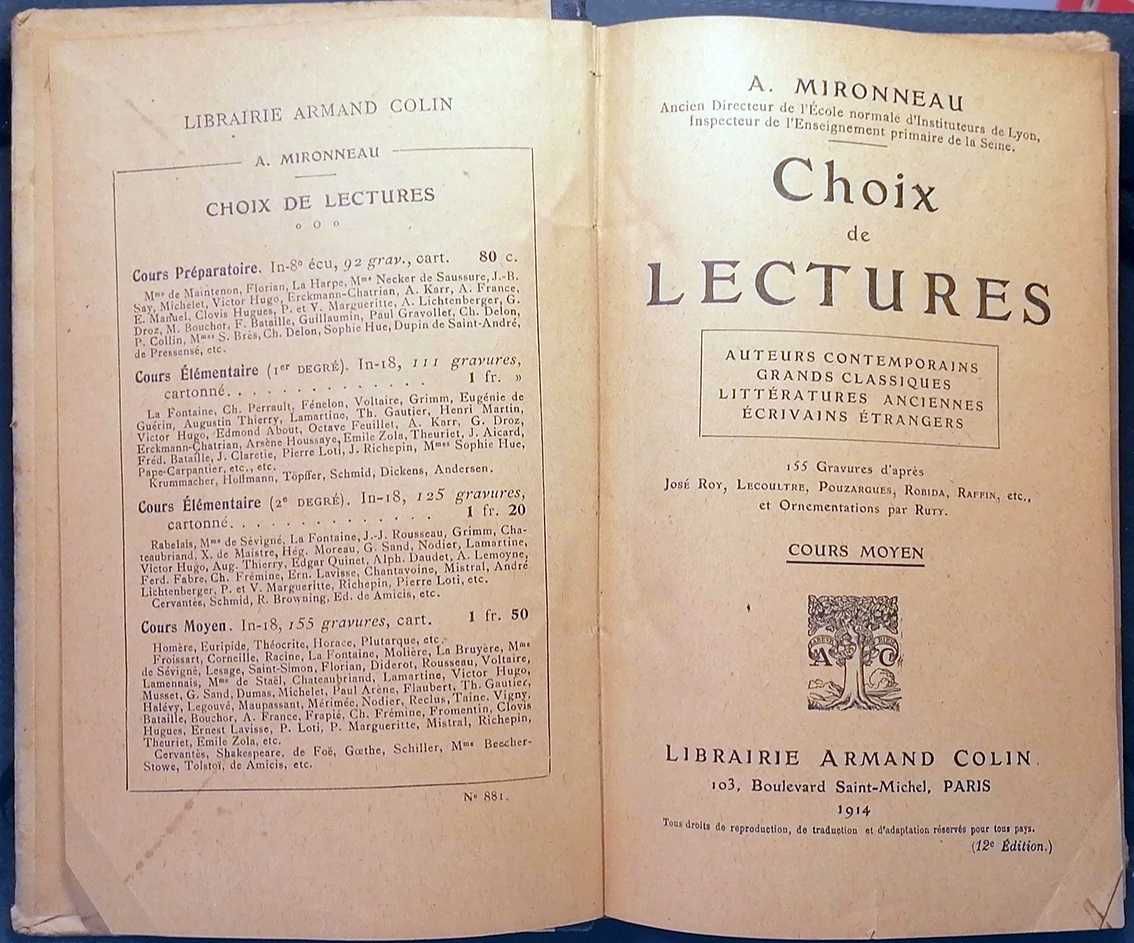 Choix de Lectures (Cours Moyen) - 1914