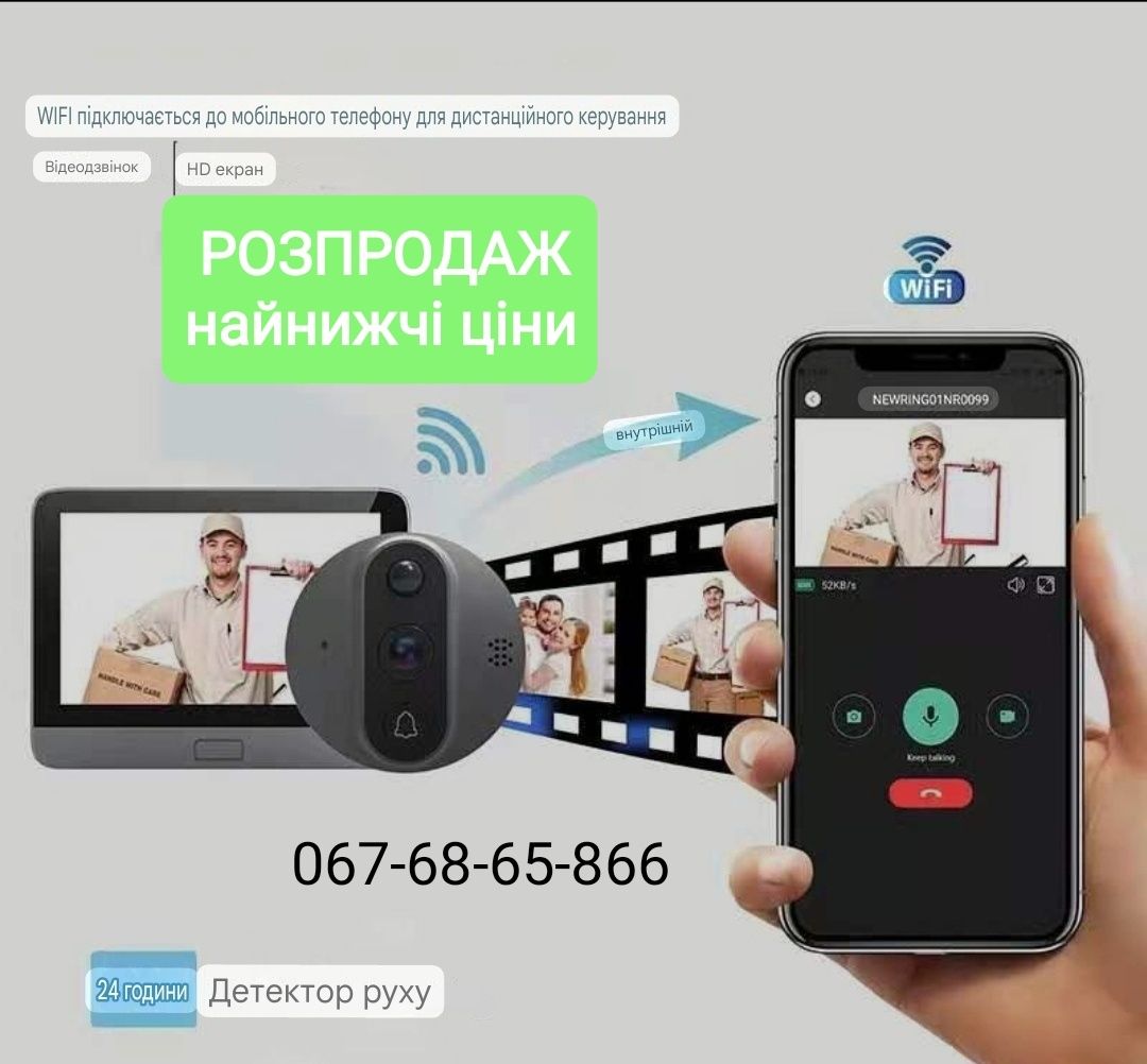 Wi-Fi Видеоглазок  дверний відеодзвінок  Тuуа Smart Life RH-PD8