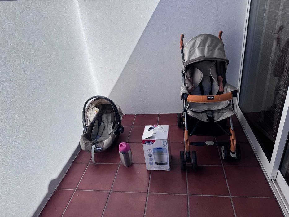 carrinho de bebé, ovo, esterilizador e garrafa térmica para criança