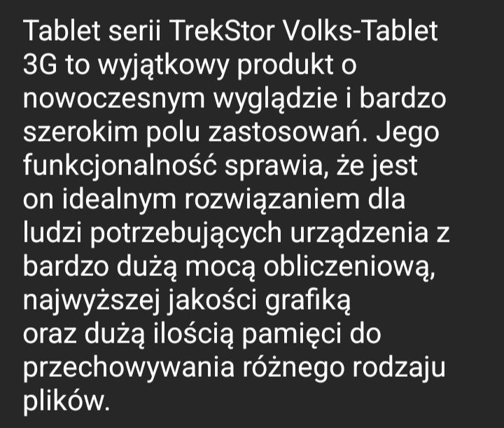 Tablet Trekstor Volks 10. 1 IPS ful HD powystawowy