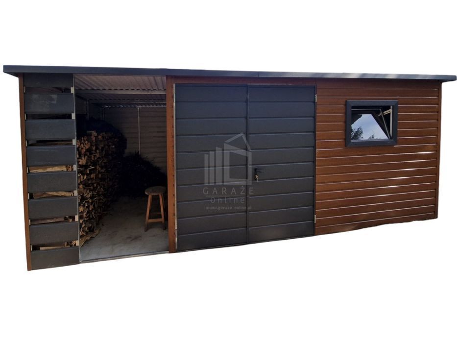 Schowek Domek Ogrodowy 4,5x3m  Wiata  2m Brama Okno dach  ID701