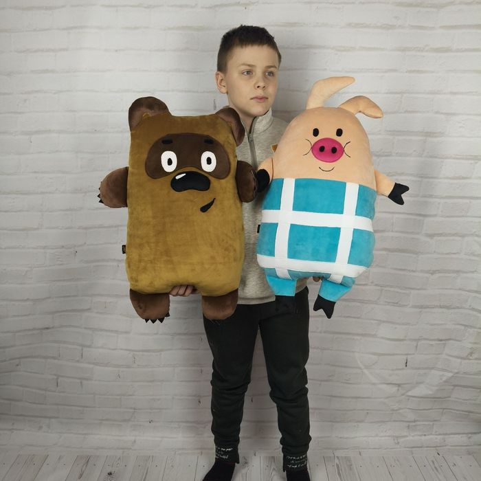 Подушки-обнимашки.Мягкая игрушка Котик. Волк. Мопс. Бульдог. Свинка