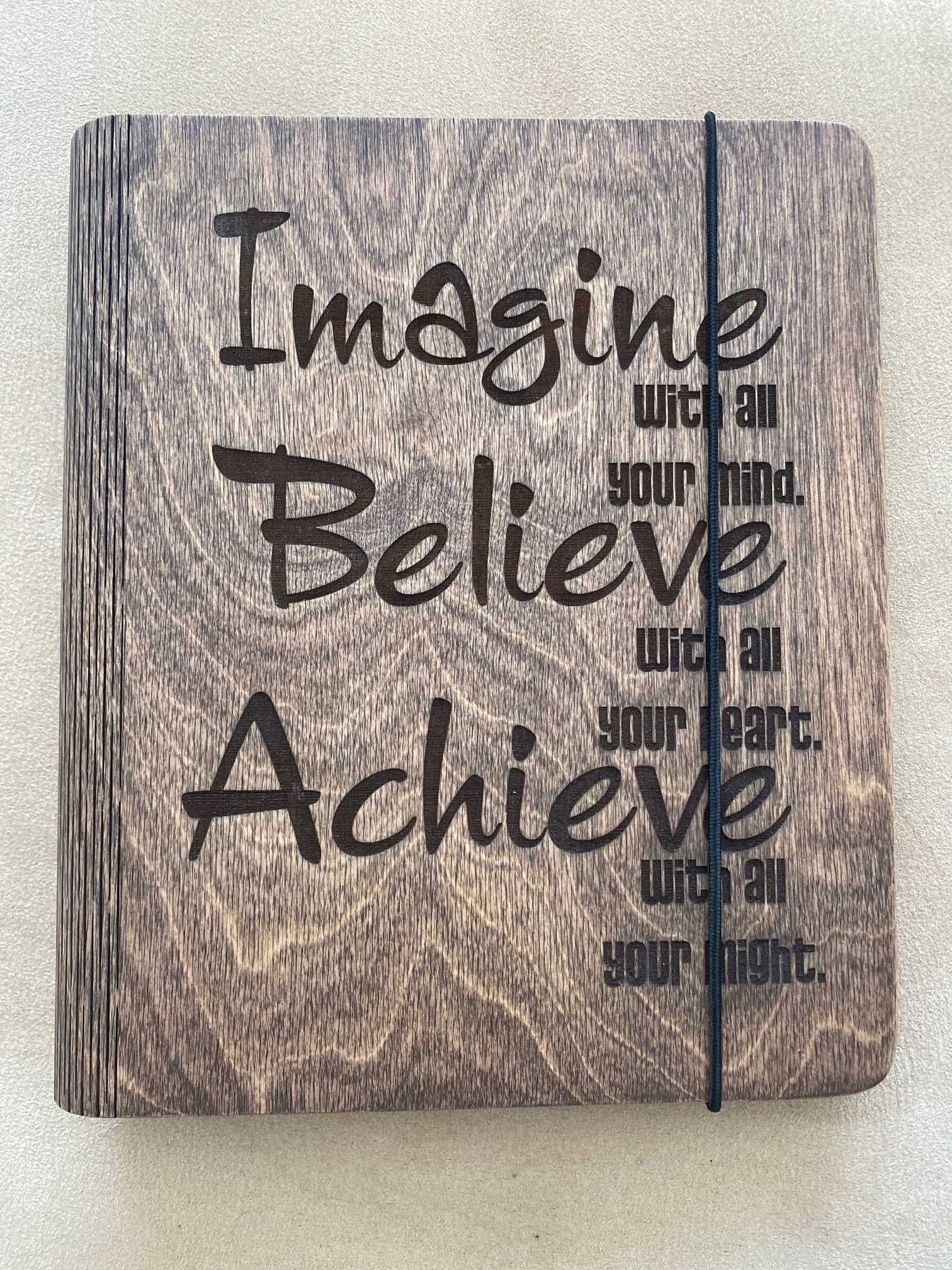 Оригінальний екологічний дерев'яний блокнот Imagine Believe Achieve