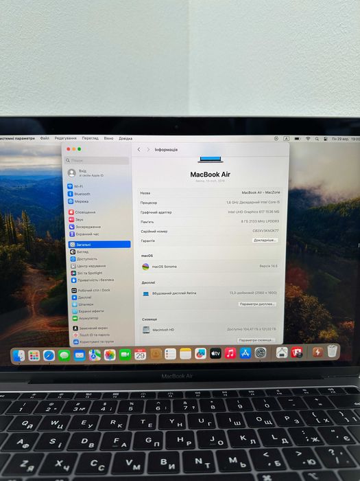MacBook Air 2018 { i5 | 8gb | 128 SSD } Гарантія . 25823SV