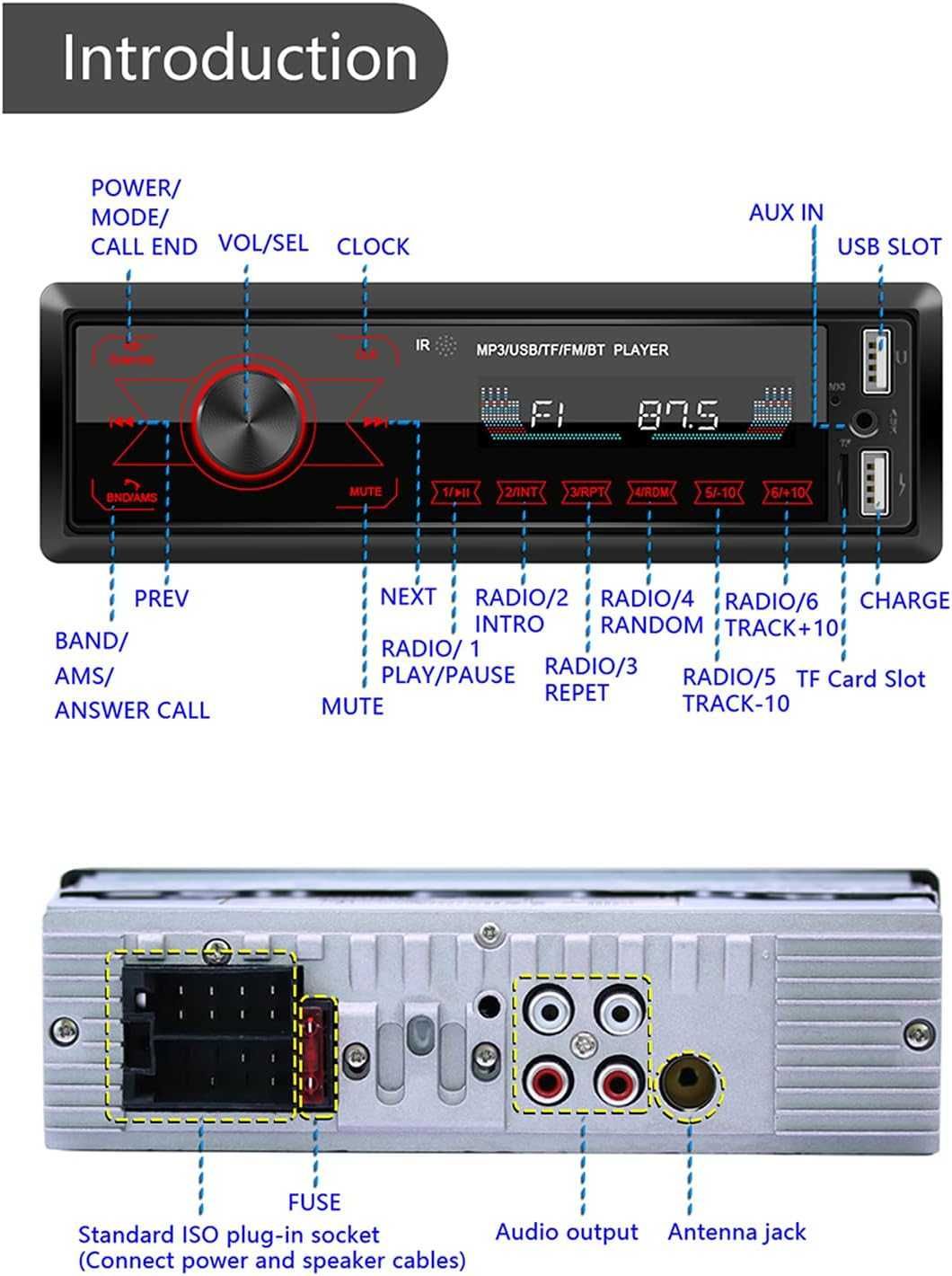 Rádio Bluetooth para carro SWM-M10 novo
