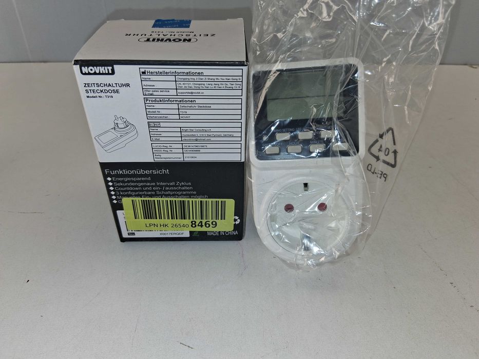 L027 Gniazdko Sterowane Czasem Timer Cyfrowy NOVKIT T319