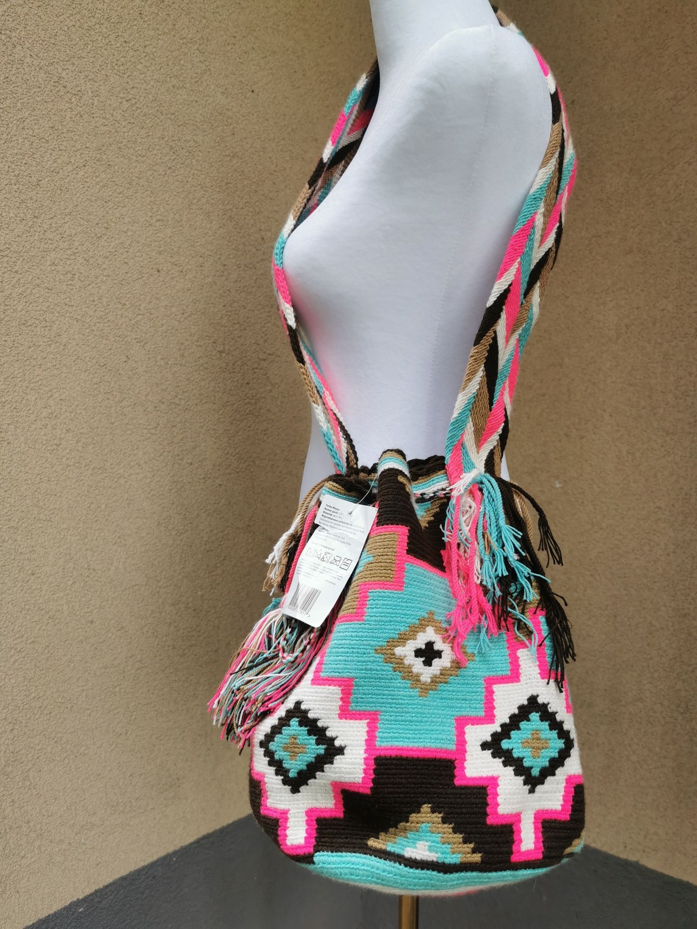 Worek torebka Wayuu z Kolumbii pleciona ręcznie boho nowa