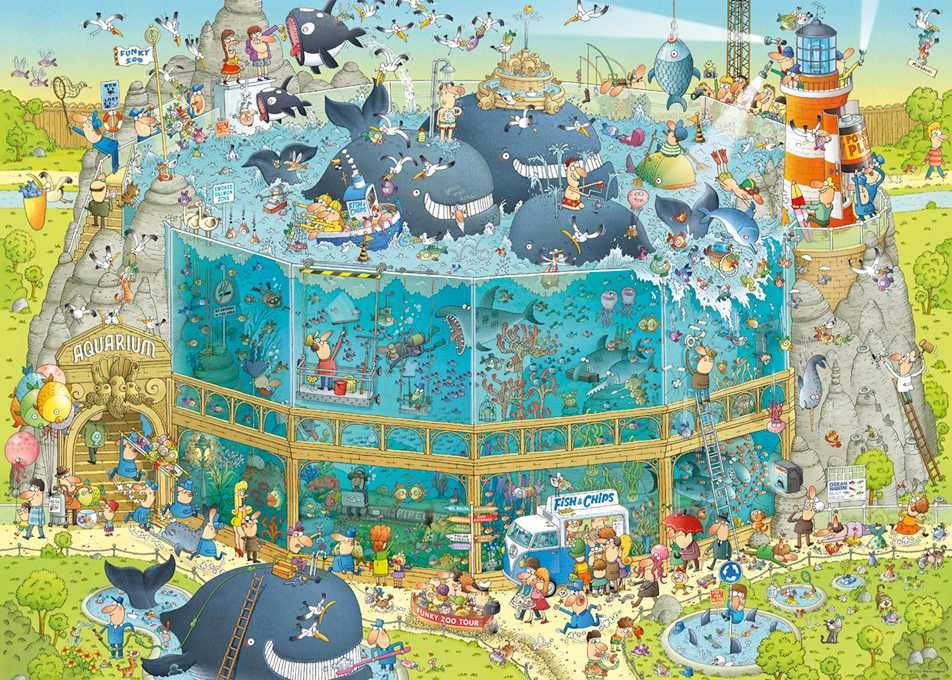 Puzzle Heye 1000 peças "Funky Zoo - Ocean Habitat" Marino Degano