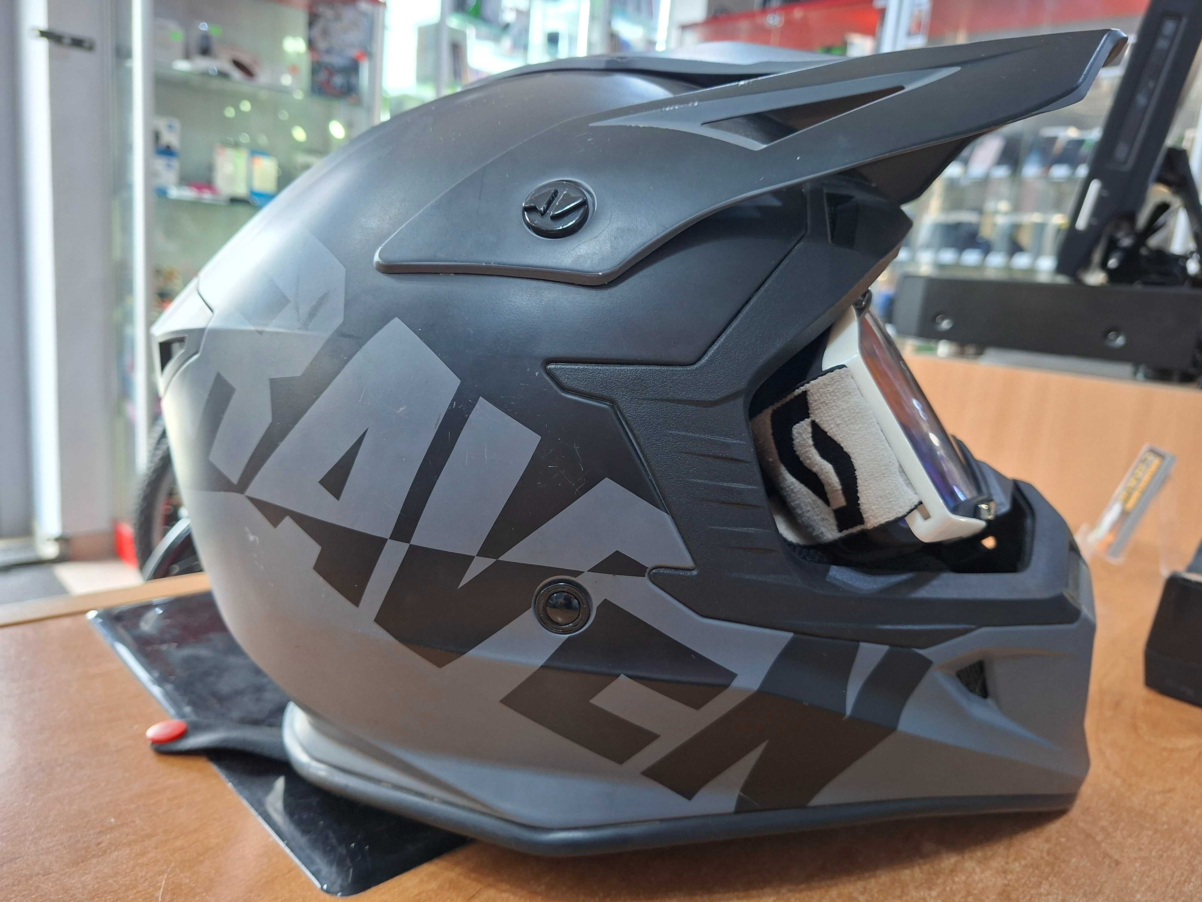 Kask motocyklowy Raven Airborne Split rozmiar L + gogle Scott