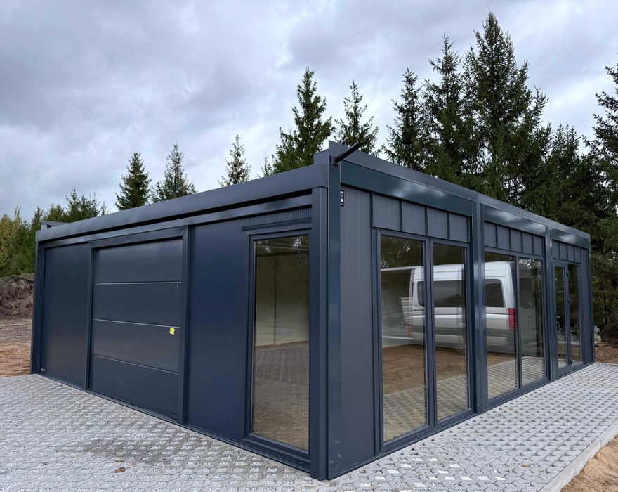 kontener pawilon wystawowy garaż oszklony