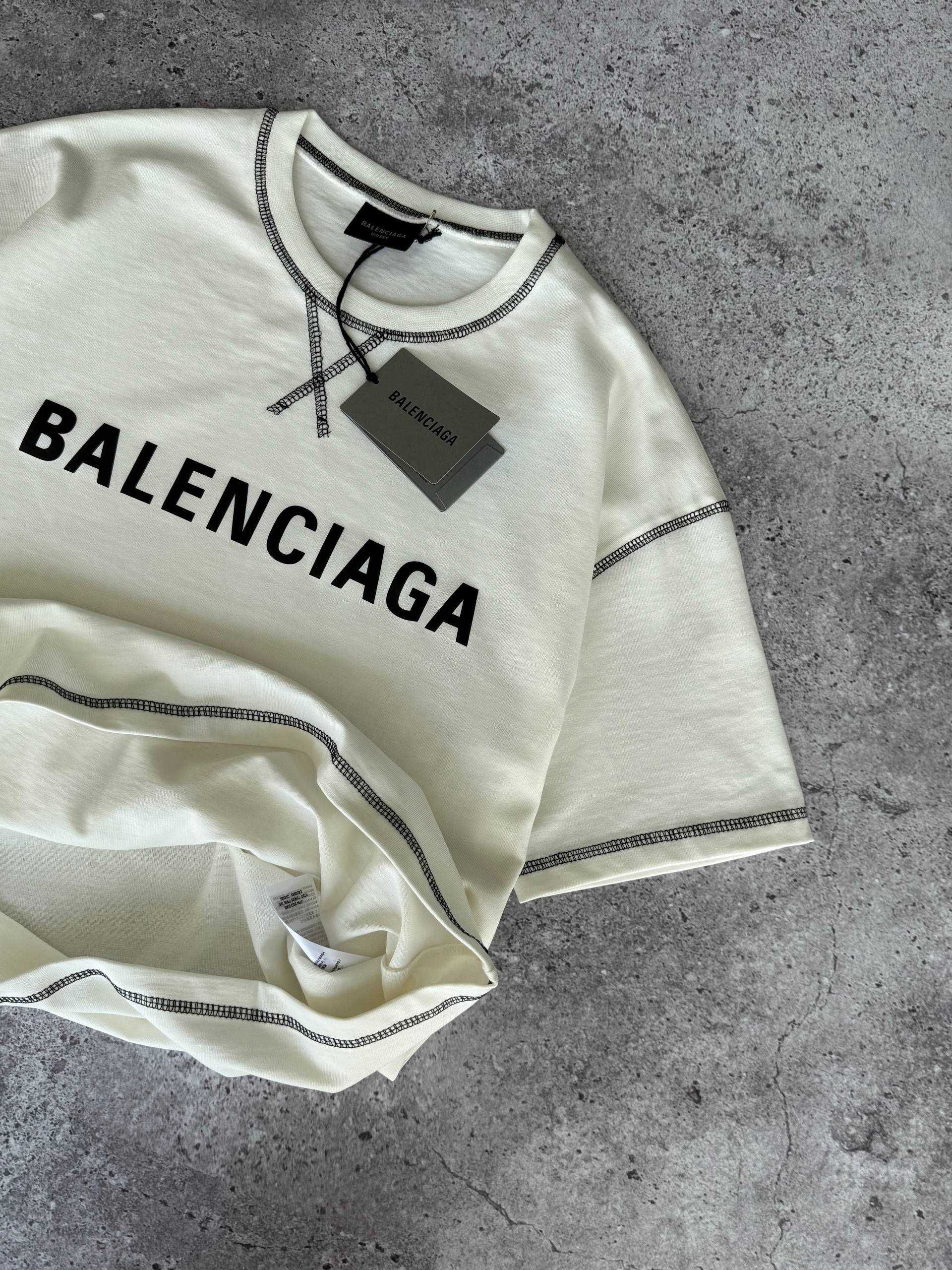 Футболка Balenciaga premium оверсайз з qr-code та бірками i57/7431