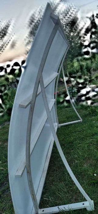 Навес, козырек 150х210см, сотовый поликарбонат 8мм, белый, б/у. Торг