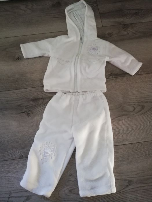 R. 62 biały polarowy ciepły kpl na chrzest dla chłopca