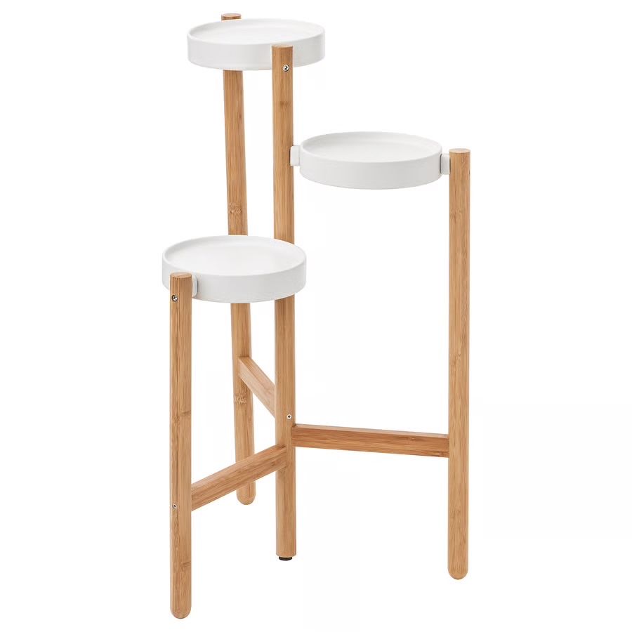 Stojak na doniczkę, bambus/biały, 78 cm SATSUMAS