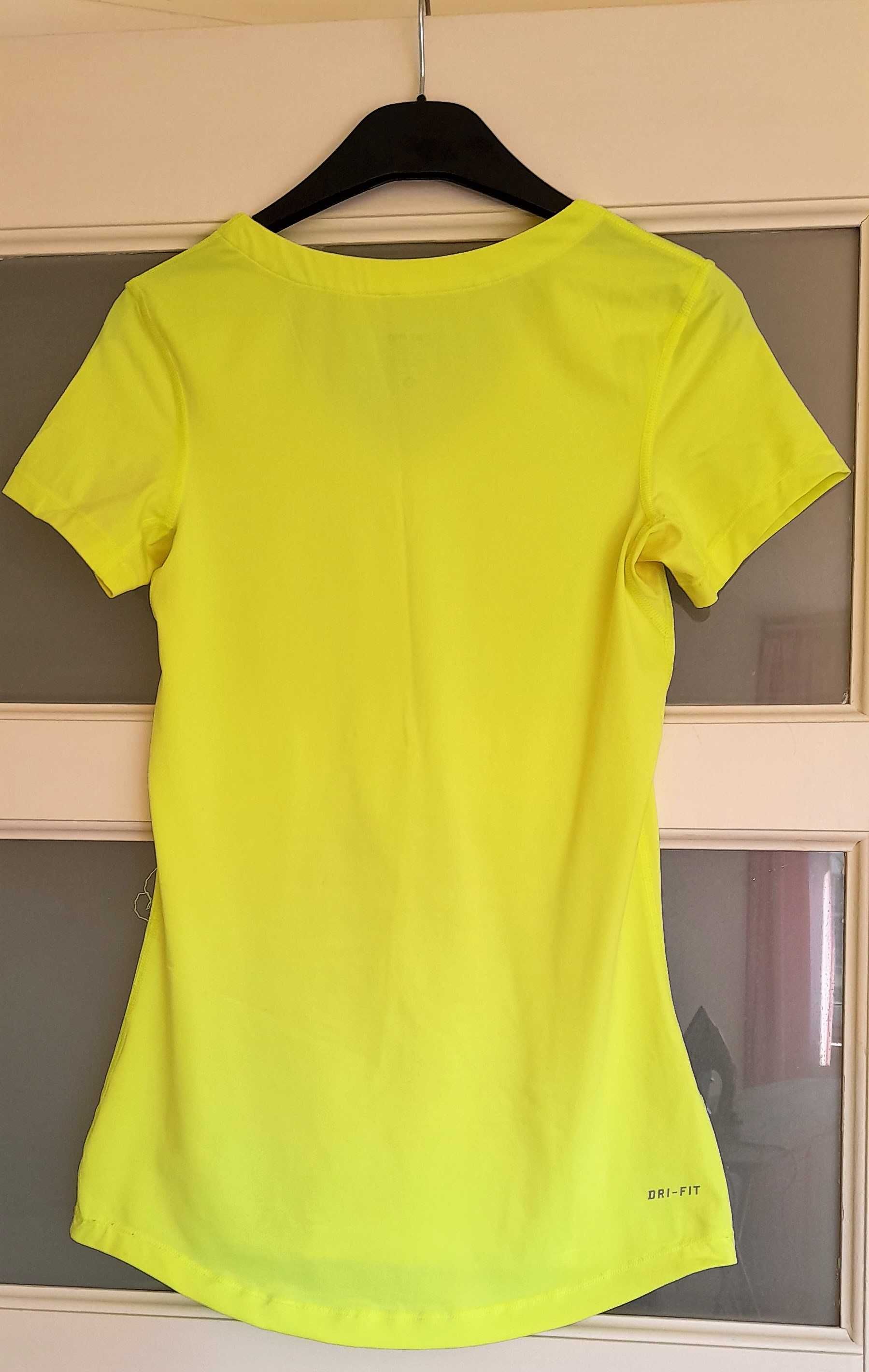 Żółta neonowa koszulka damska Nike Pro, rozmiar S, jak nowa