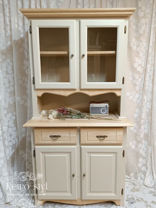 Kredens kuchenny drewniany bukowy beżowy prowansalski rustykalny DOWÓZ