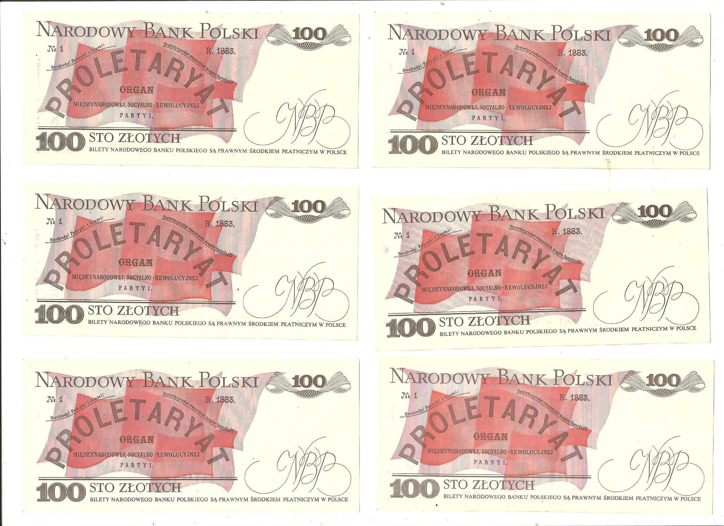 Banknoty 100 zł 1988r nieużywane.różne serie(150 szt.)