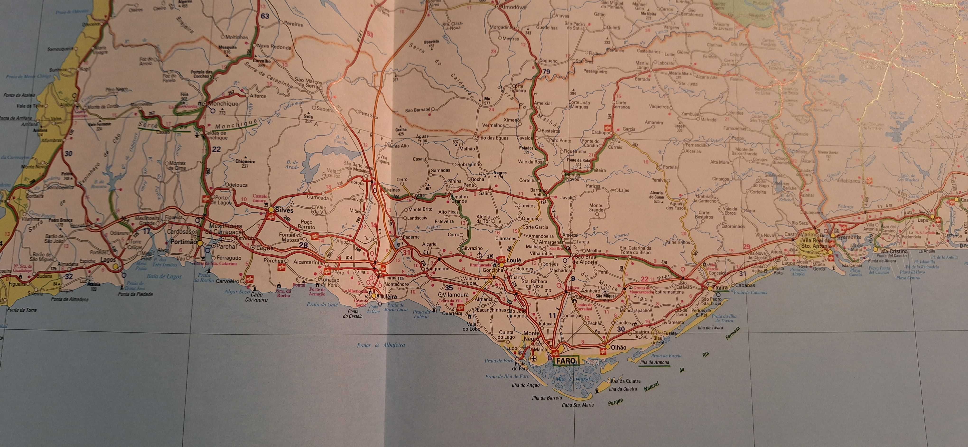 Mapa das estradas da Península Ibérica e ilhas GRANDE Dimensão