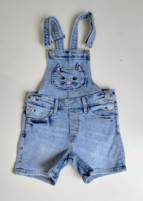 Dżinsowe ogrodniczki, krótkie spodenki, szorty 116 h&m