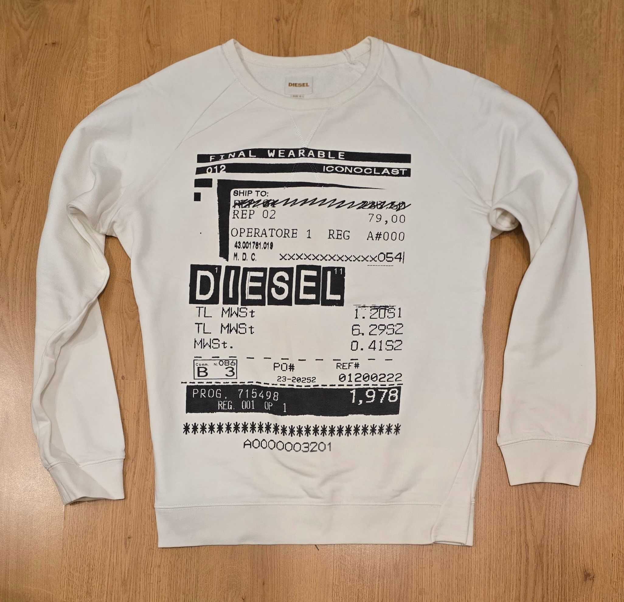 Diesel bluza męska vintage niepowtarzalna biała r. L