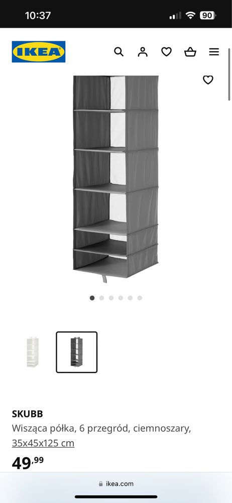 Szafa szmaciana IKEA SKUBB półki do szafy