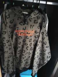 Bluza oversize hoodie YourTurn khaki animal print XL