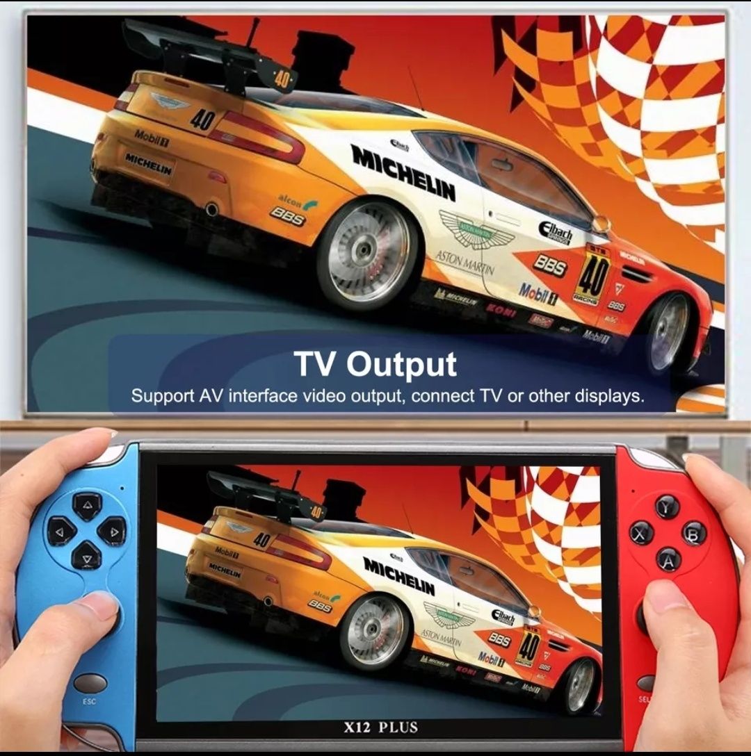 Consola Jogos portátil 7" X12 Plus ecrã IPS HD +1000 jogos clássicos