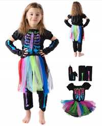 Sukienka przebranie kostium szkieletor dla dziewczynki 4-6 lat