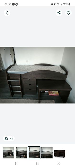 Кровать чердак со столом ліжко двоярусне